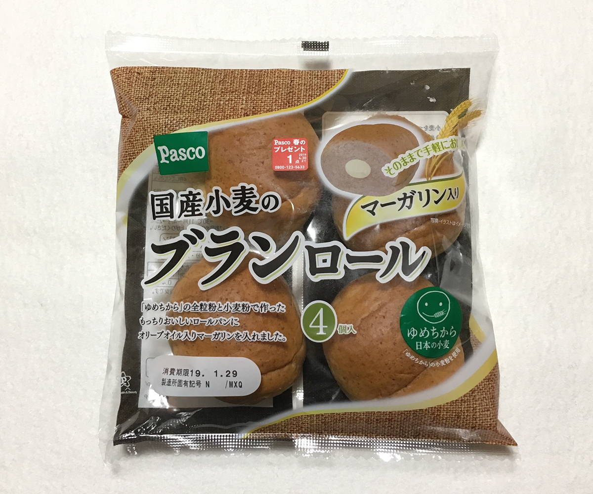 Pasco　パスコ　国産小麦　ブランロール　ゆめちから　マーガリン　パン　オリーブオイル