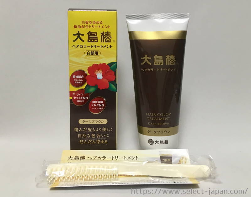 大島椿ヘアカラートリートメント　白髪染め　傷まない　日本製　made in japan　椿オイル　つばき　ツバキ