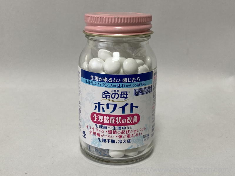 命の母　命の母ホワイト　小林製薬　生理前　生理中　イライラ　過食　頭痛　腹痛　生理不順　PMS 月経前症候群　対策　漢方　日本製　made in japan